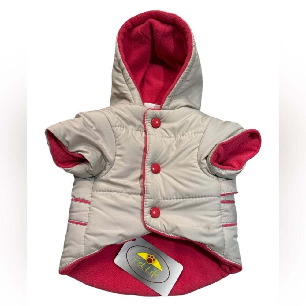 Pet Life Cream & Hot Pink Small Dog Coat with Thinsulate Insulation NWT